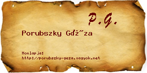 Porubszky Géza névjegykártya