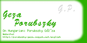 geza porubszky business card